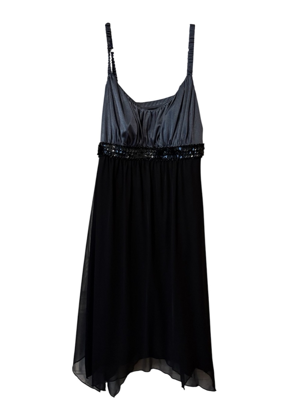 Enfocus Studio Black & Charcoal Sequin-Waist Midi Slip Dress